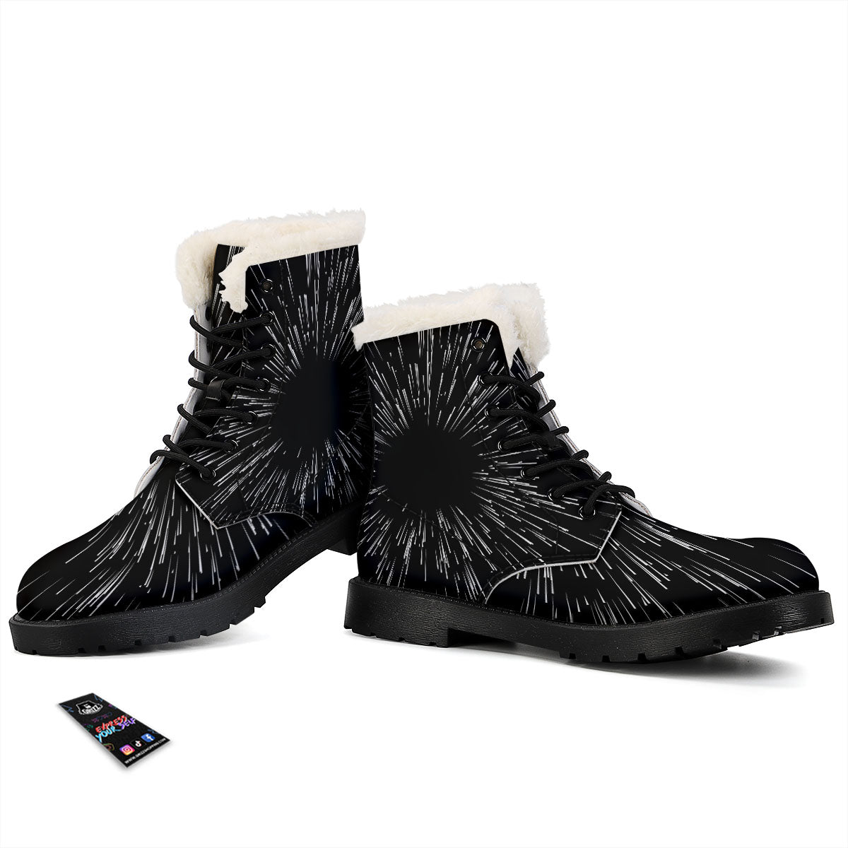 Hyperspace White And Black Print Winter Boots-grizzshop