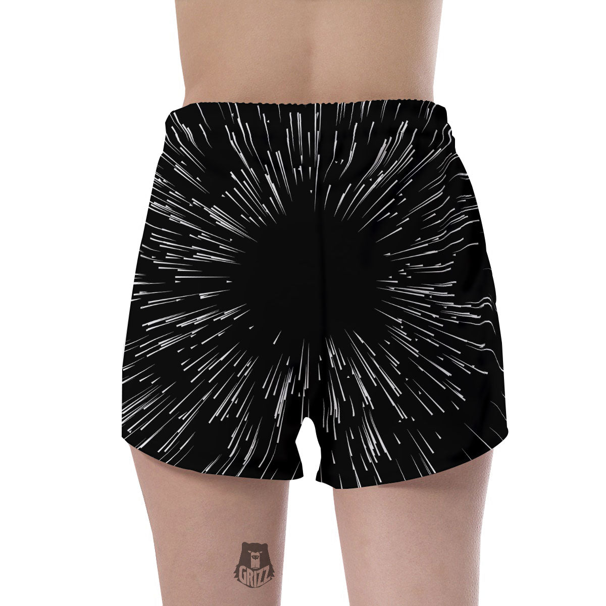 Hyperspace White And Black Print Women's Shorts-grizzshop