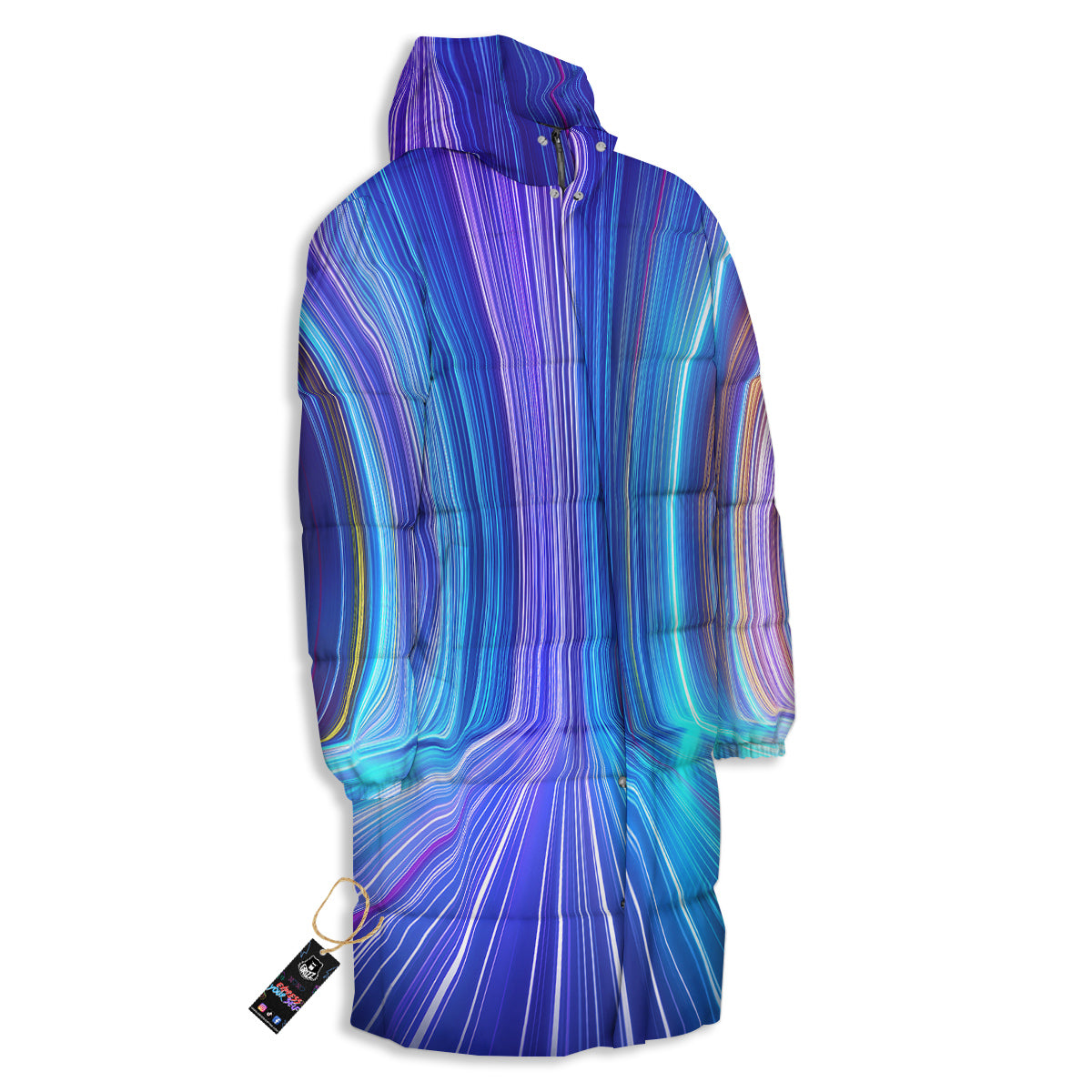 Hyperspace Colorful Print Long Down Jacket