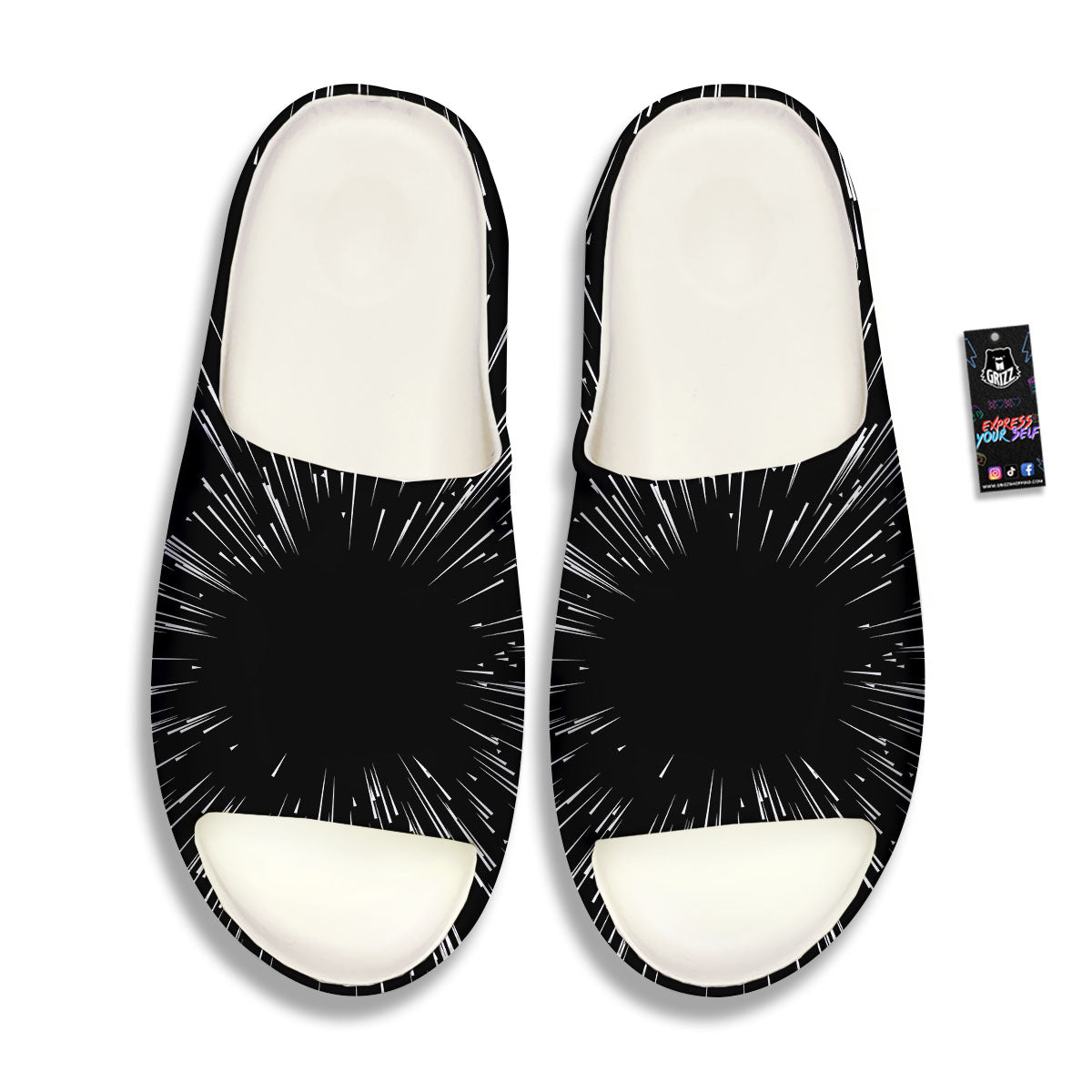 Hyperspace White And Black Print Sandals-grizzshop