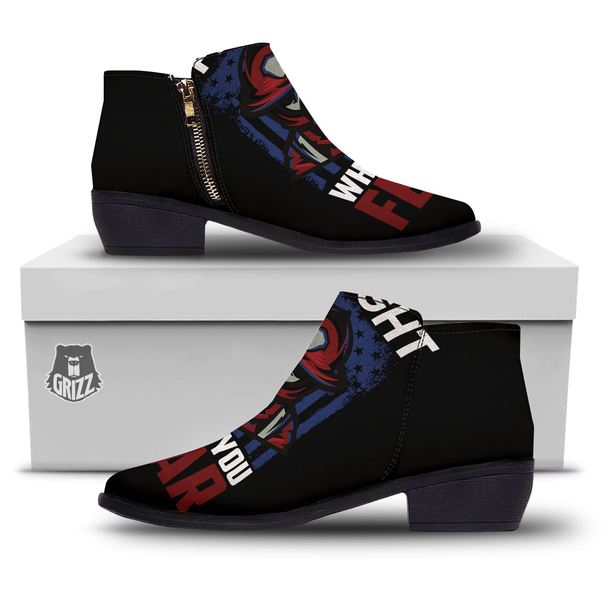 I Fight What You Fear Firefighter Print Ankle Boots-grizzshop