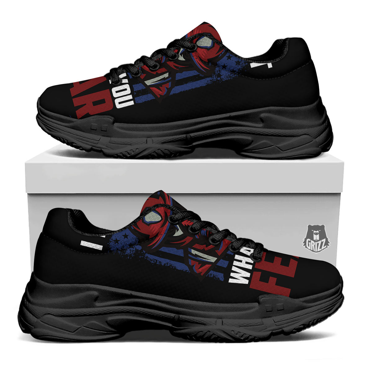 I Fight What You Fear Firefighter Print Black Chunky Shoes-grizzshop