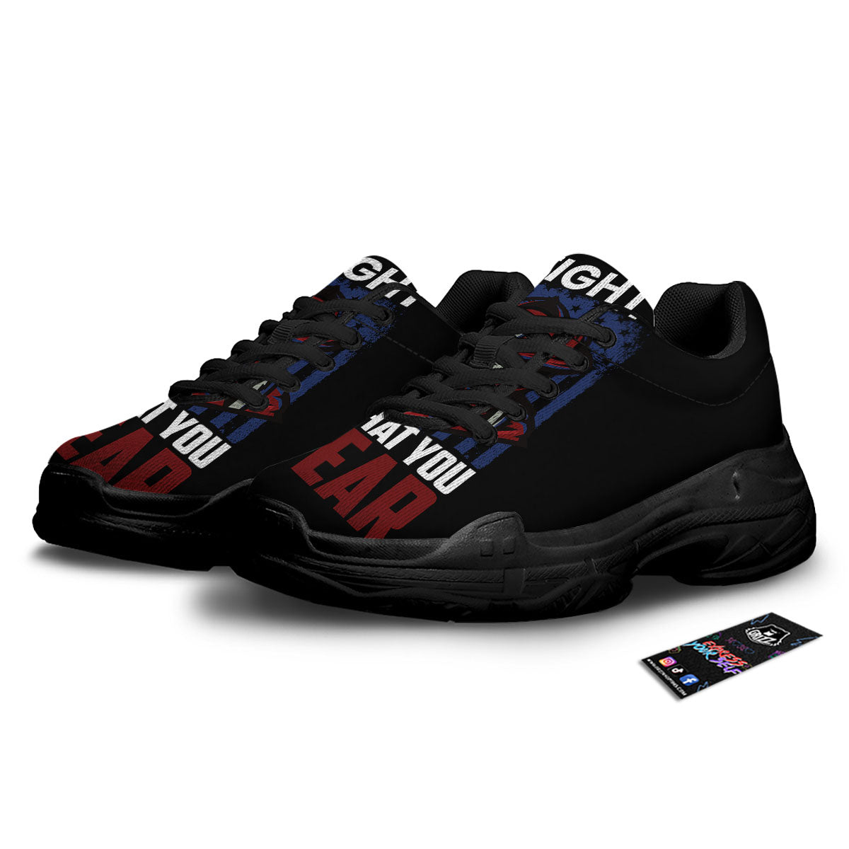 I Fight What You Fear Firefighter Print Black Chunky Shoes-grizzshop