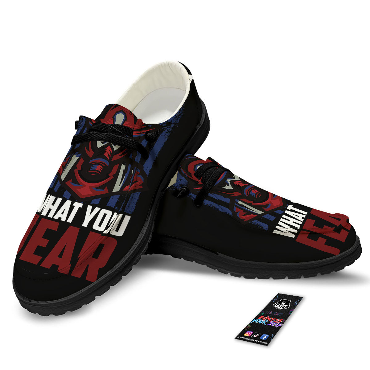 I Fight What You Fear Firefighter Print Black Loafers-grizzshop