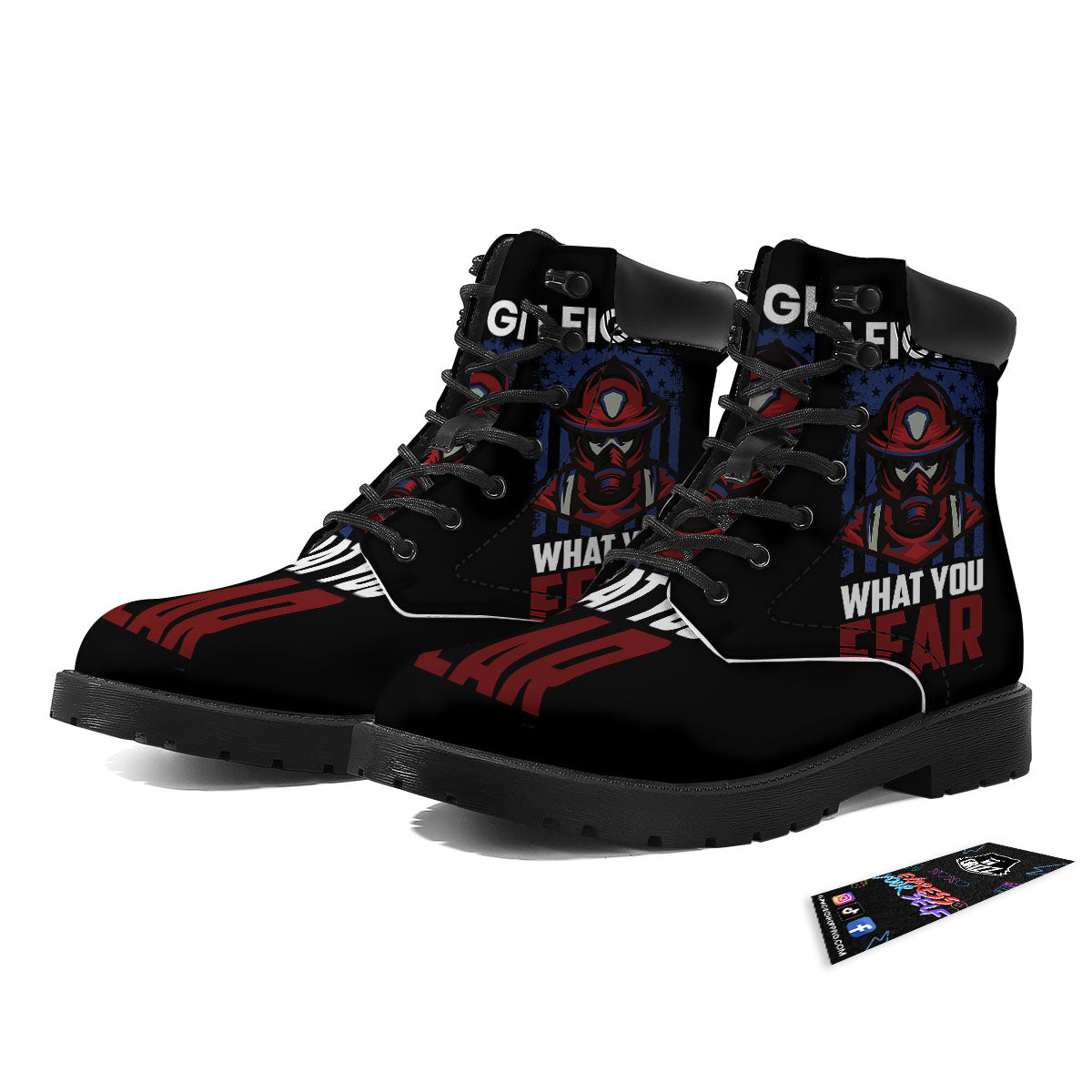 I Fight What You Fear Firefighter Print Boots-grizzshop