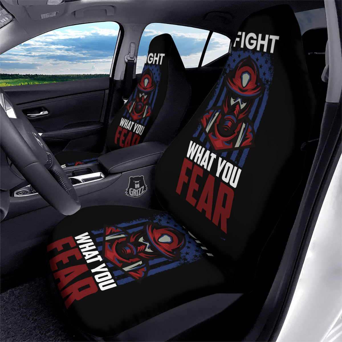 I Fight What You Fear Firefighter Print Car Seat Covers-grizzshop