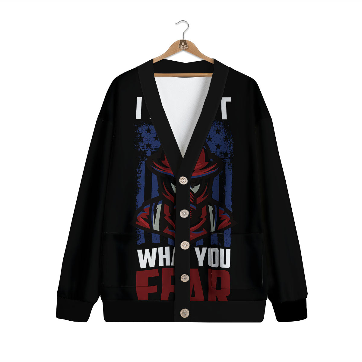 I Fight What You Fear Firefighter Print Cardigan-grizzshop