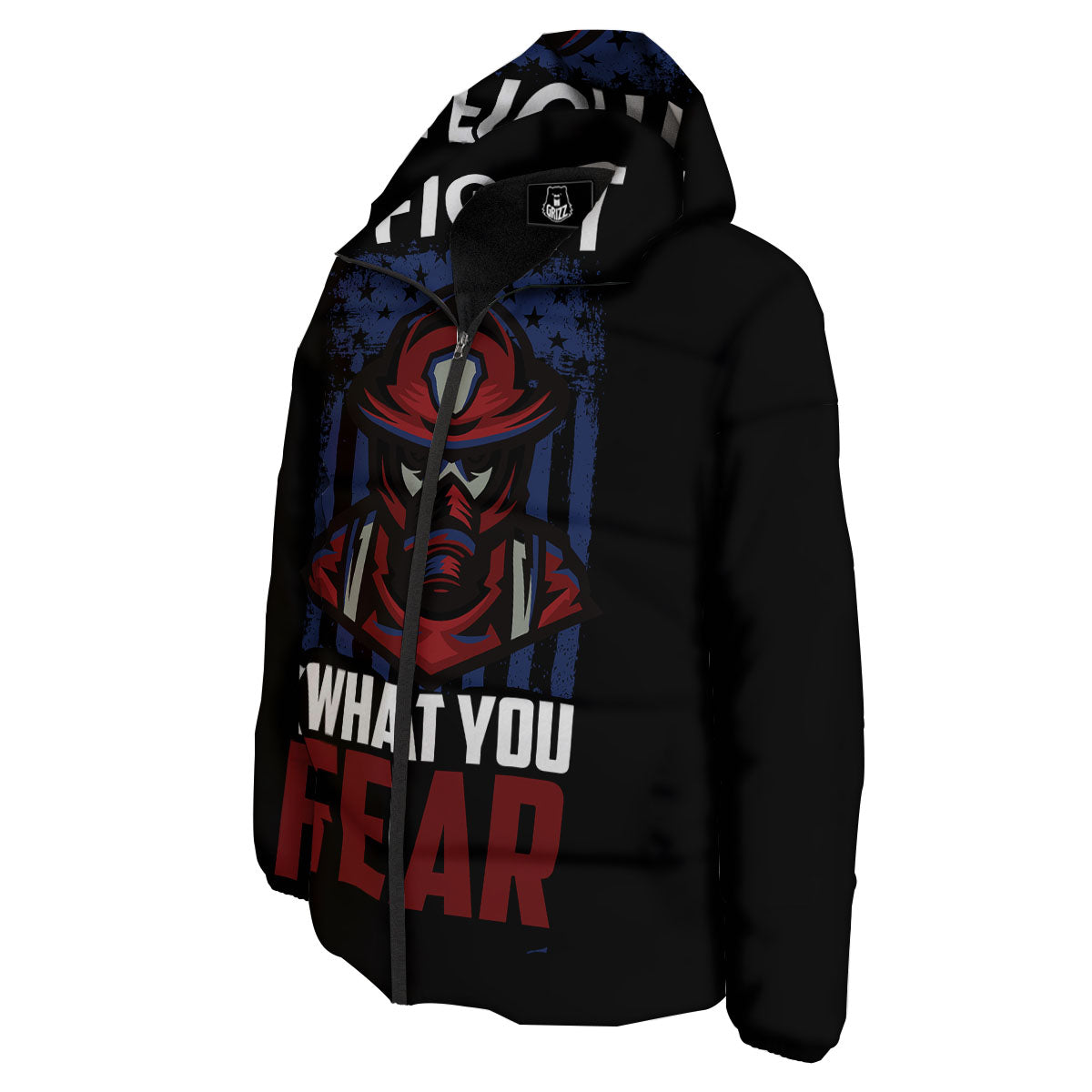 I Fight What You Fear Firefighter Print Down Jacket-grizzshop