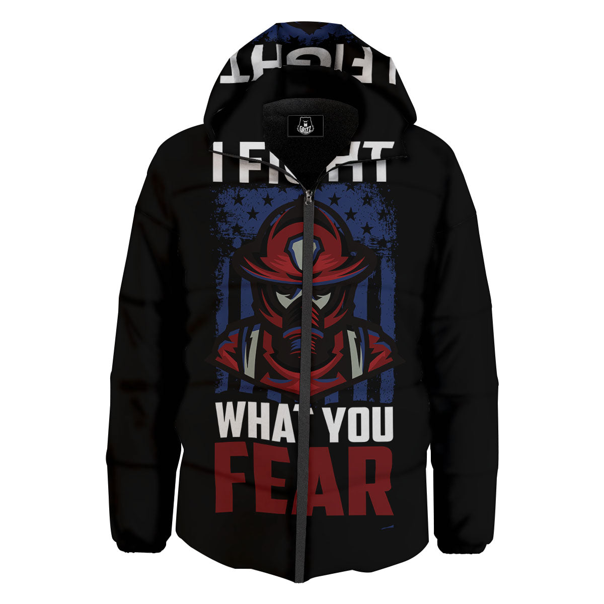 I Fight What You Fear Firefighter Print Down Jacket-grizzshop