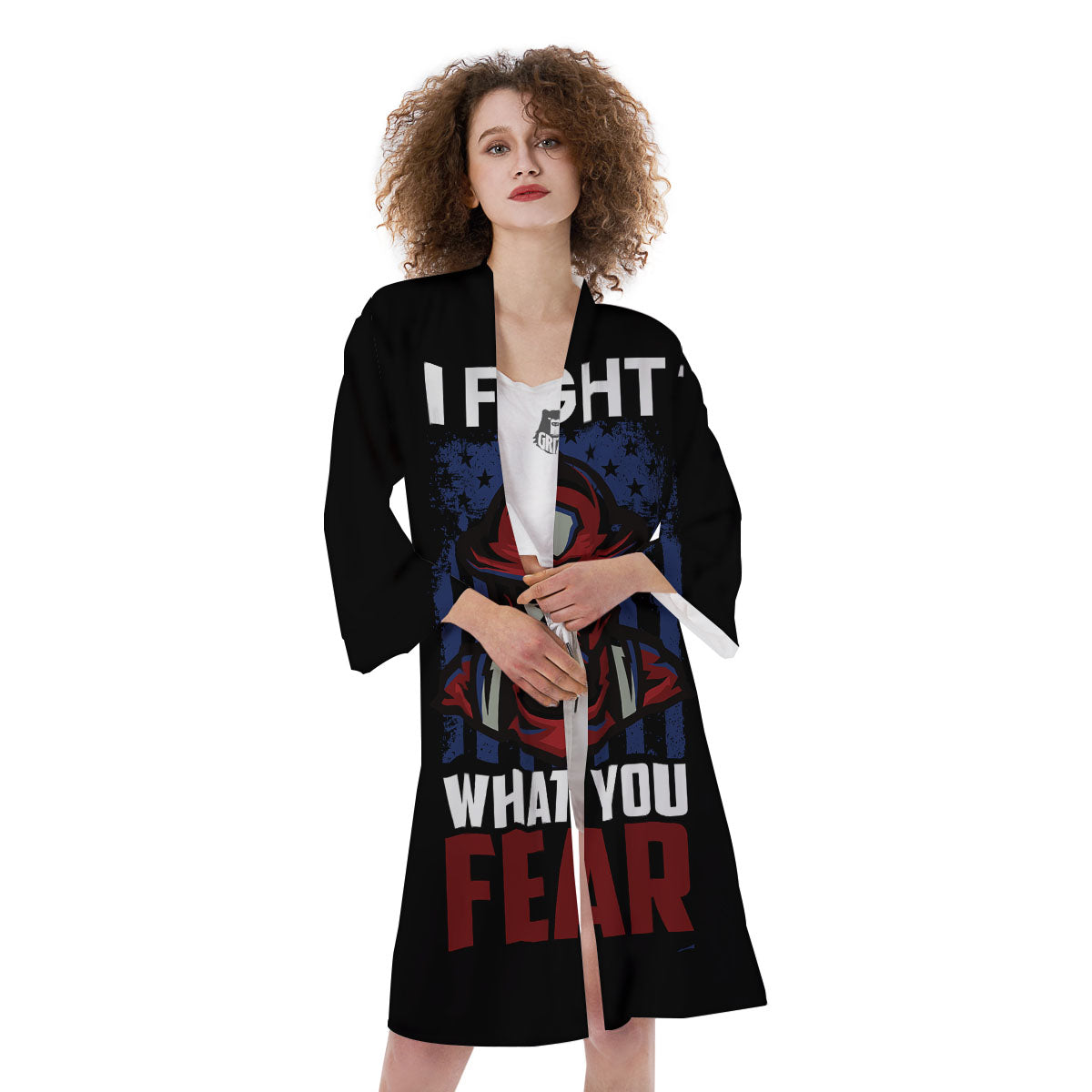 I Fight What You Fear Firefighter Print Kimono-grizzshop