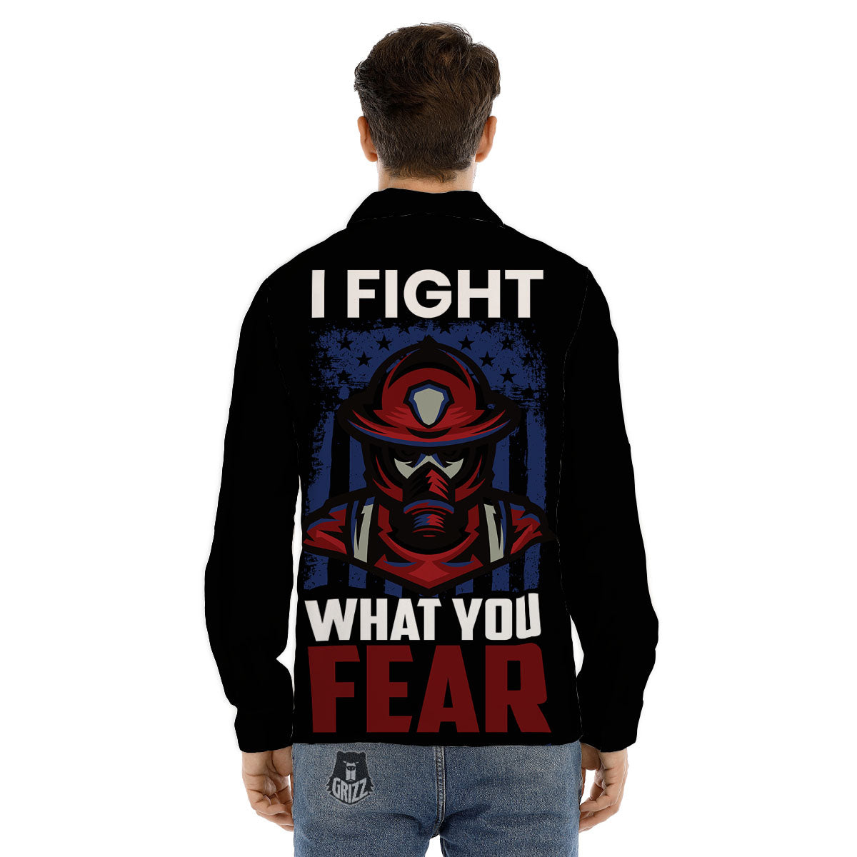 I Fight What You Fear Firefighter Print Men's Dress Shirts-grizzshop
