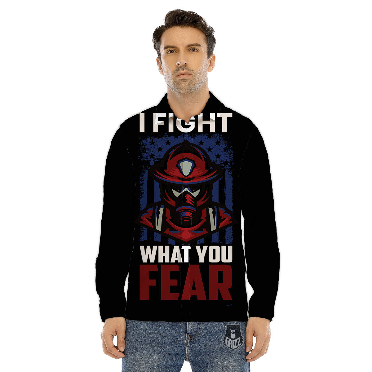 I Fight What You Fear Firefighter Print Men's Dress Shirts-grizzshop
