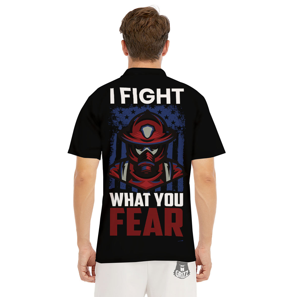 I Fight What You Fear Firefighter Print Men's Golf Shirts-grizzshop