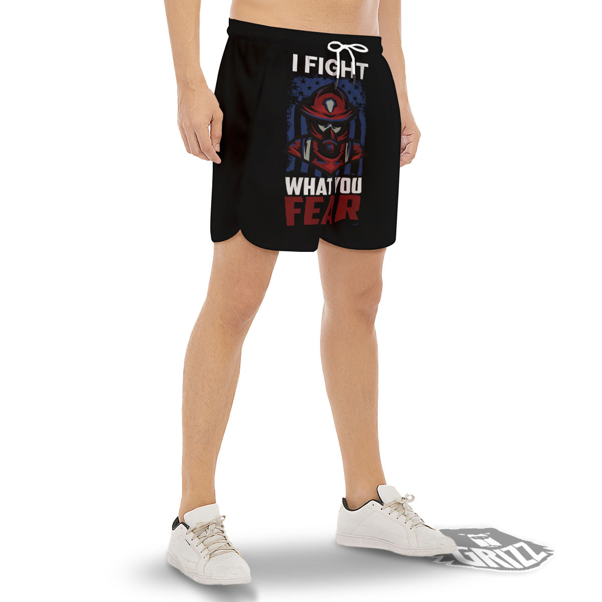 I Fight What You Fear Firefighter Print Men's Gym Shorts-grizzshop