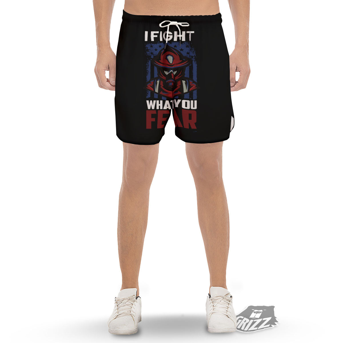 I Fight What You Fear Firefighter Print Men's Gym Shorts-grizzshop