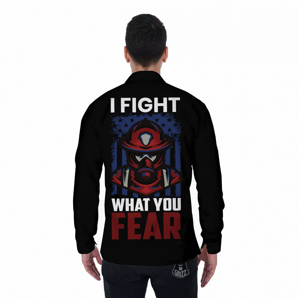 I Fight What You Fear Firefighter Print Men's Long Sleeve Shirts-grizzshop