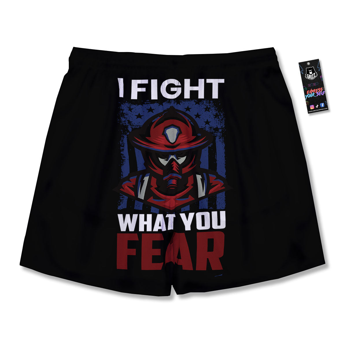 I Fight What You Fear Firefighter Print Men's Running Shorts-grizzshop