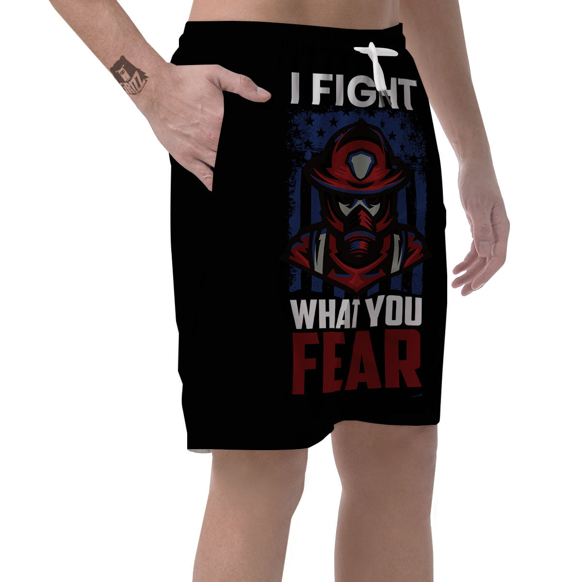 I Fight What You Fear Firefighter Print Men's Shorts-grizzshop