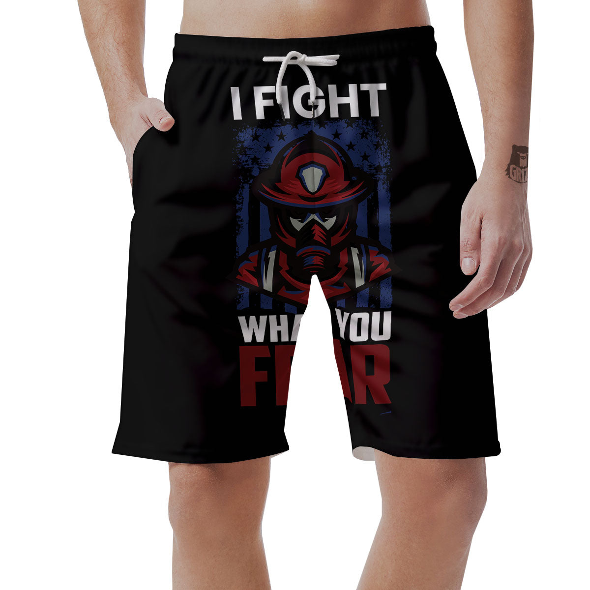 I Fight What You Fear Firefighter Print Men's Shorts-grizzshop