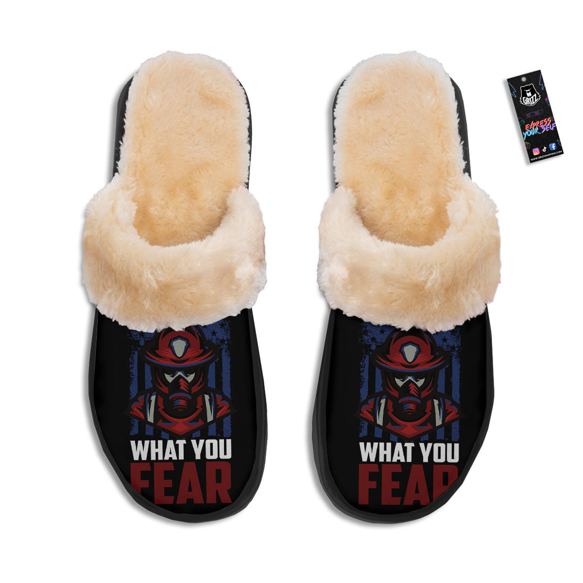 I Fight What You Fear Firefighter Print Slippers-grizzshop