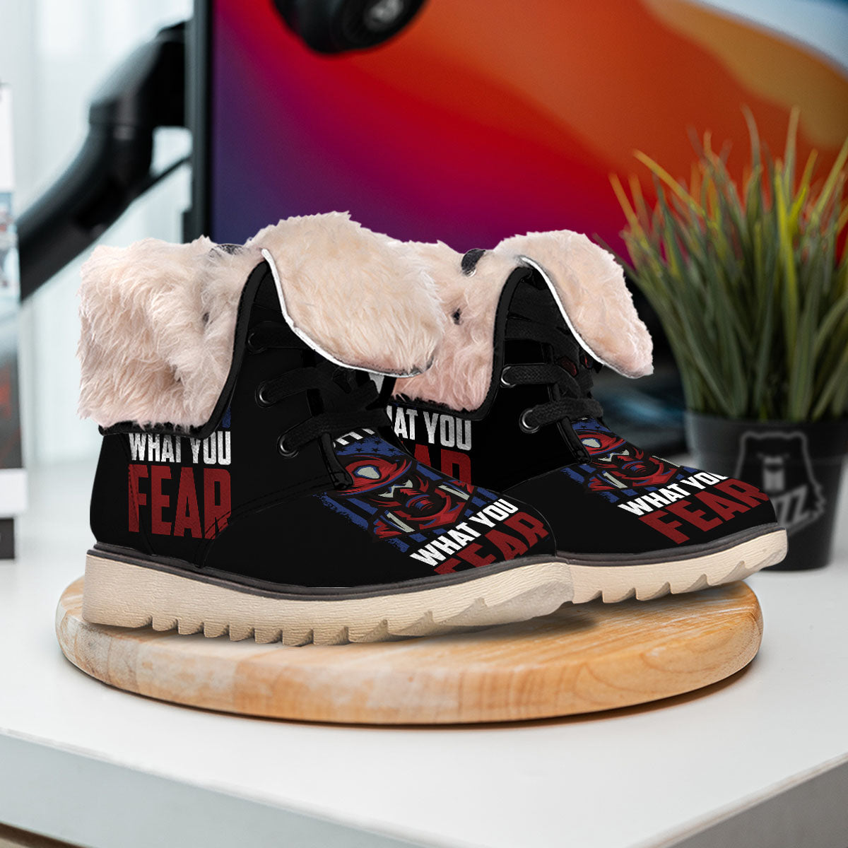 I Fight What You Fear Firefighter Print Snow Boots-grizzshop