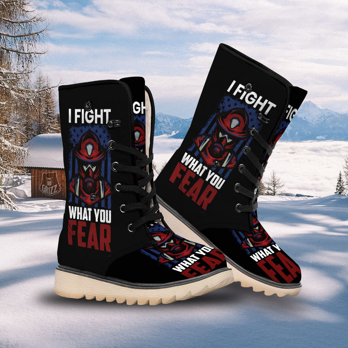 I Fight What You Fear Firefighter Print Snow Boots-grizzshop