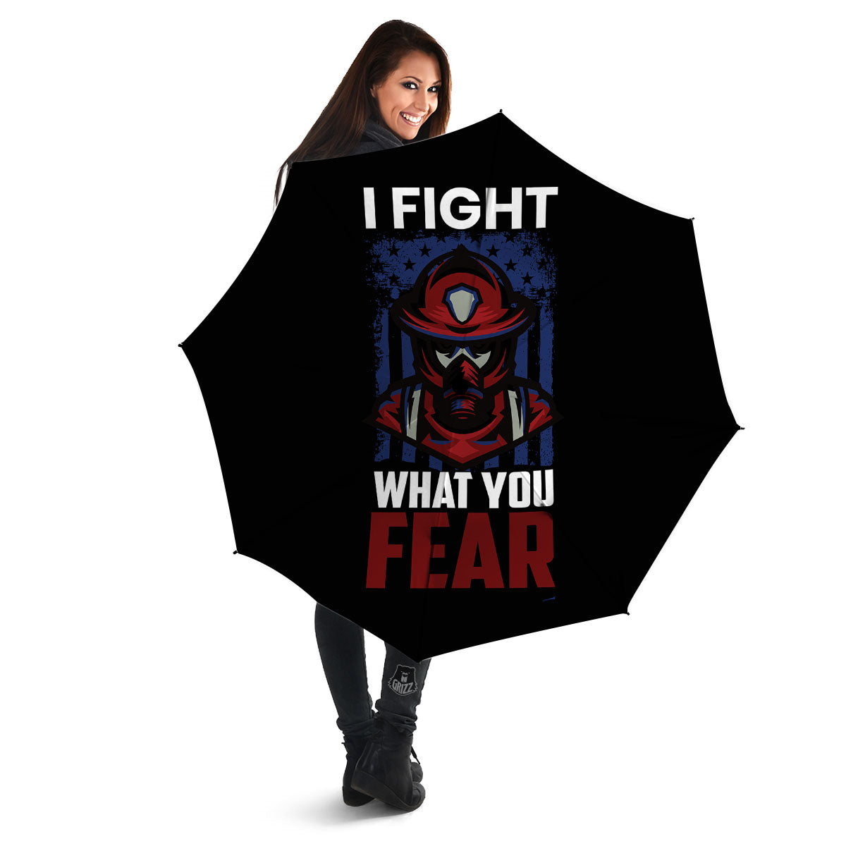 I Fight What You Fear Firefighter Print Umbrella-grizzshop