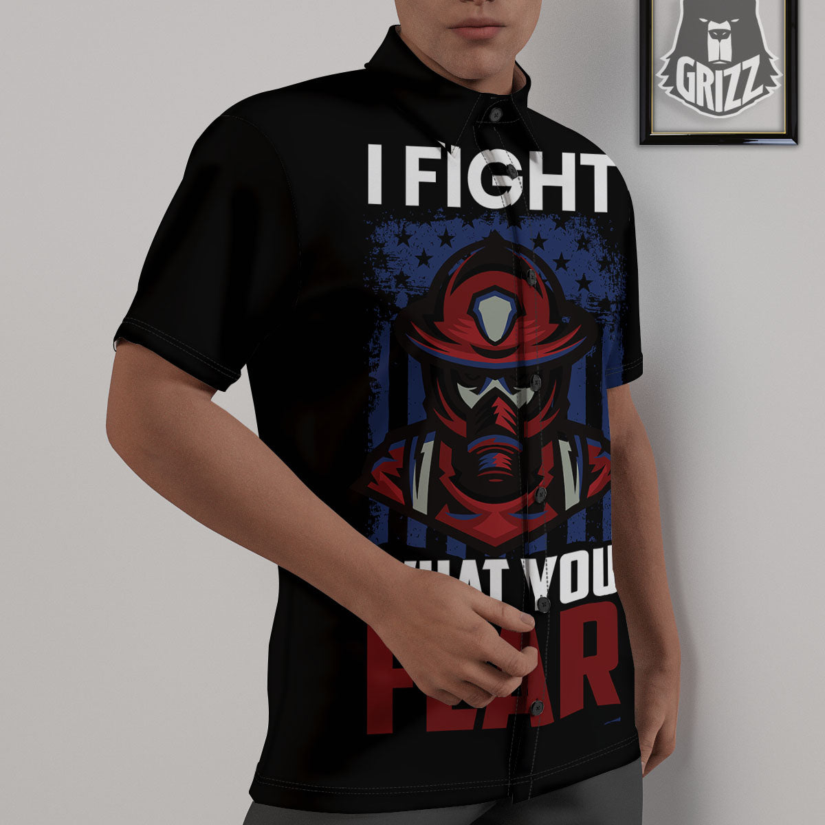 I Fight What You Fear Firefighter Print Untucked Shirts-grizzshop