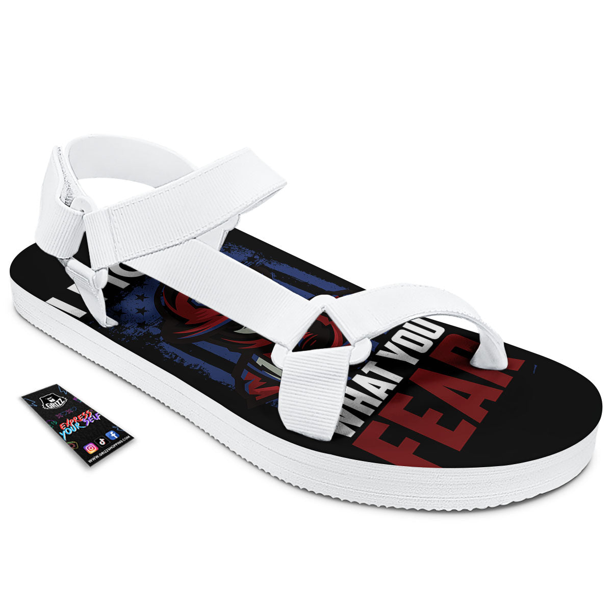 I Fight What You Fear Firefighter Print White Open Toe Sandals-grizzshop