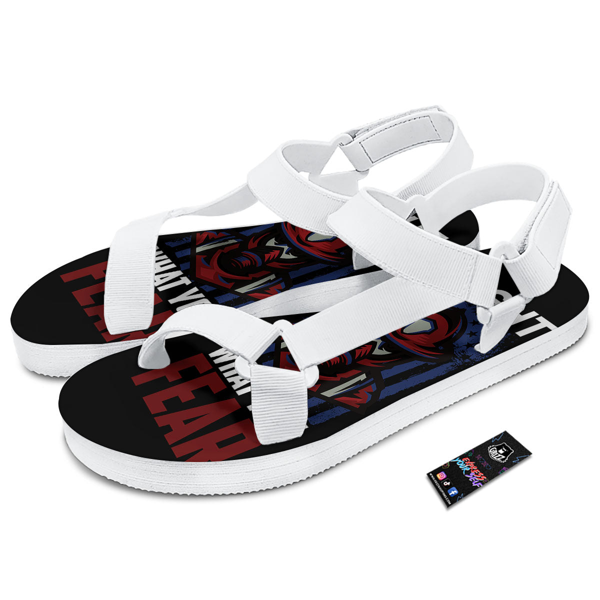 I Fight What You Fear Firefighter Print White Open Toe Sandals-grizzshop
