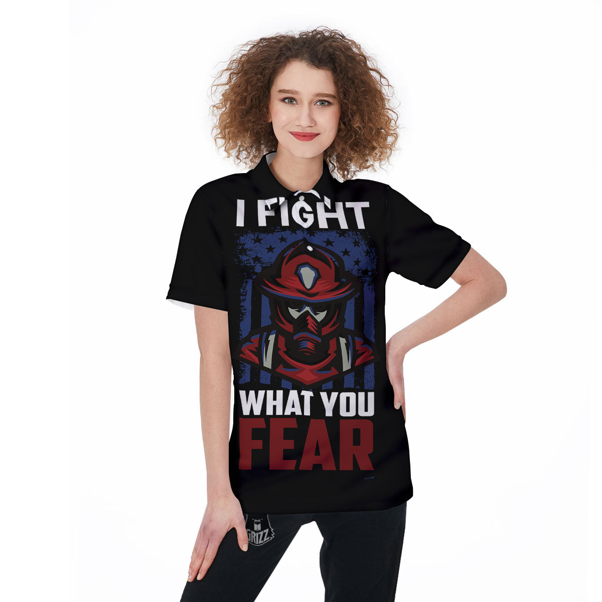 I Fight What You Fear Firefighter Print Women's Golf Shirts-grizzshop