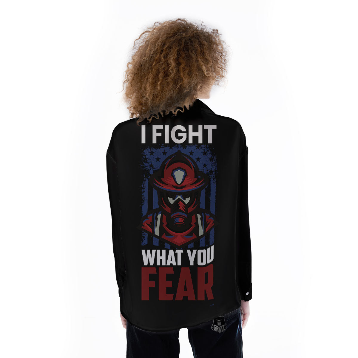 I Fight What You Fear Firefighter Print Women's Long Sleeve Shirts-grizzshop