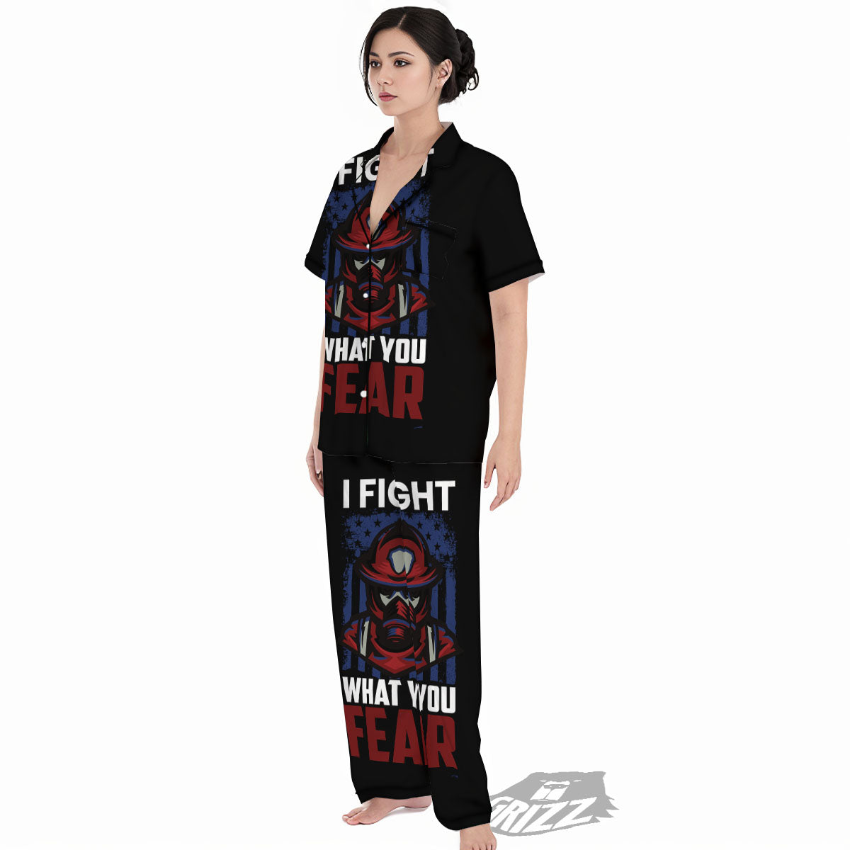 I Fight What You Fear Firefighter Print Women's Pajamas Set-grizzshop