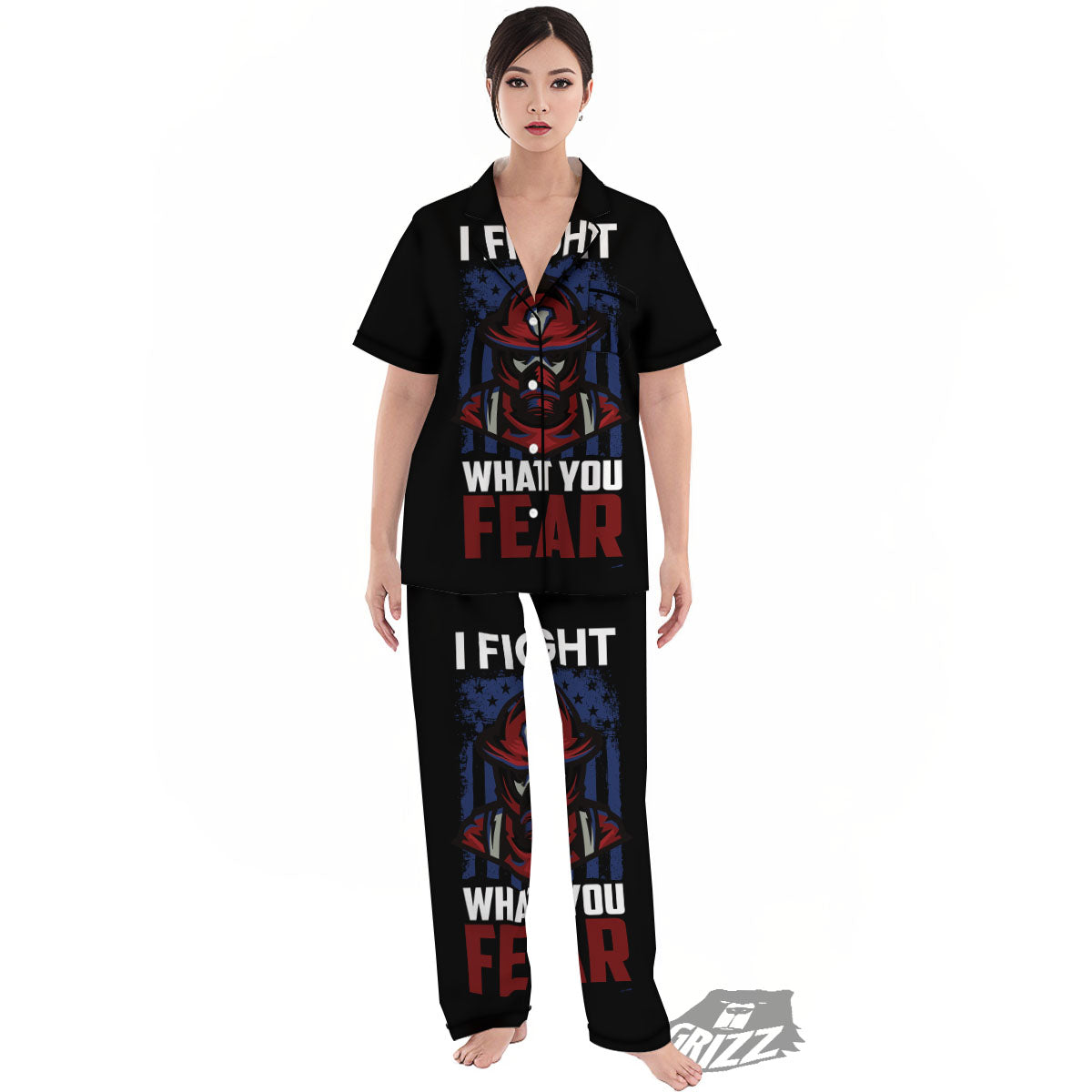 I Fight What You Fear Firefighter Print Women's Pajamas Set-grizzshop
