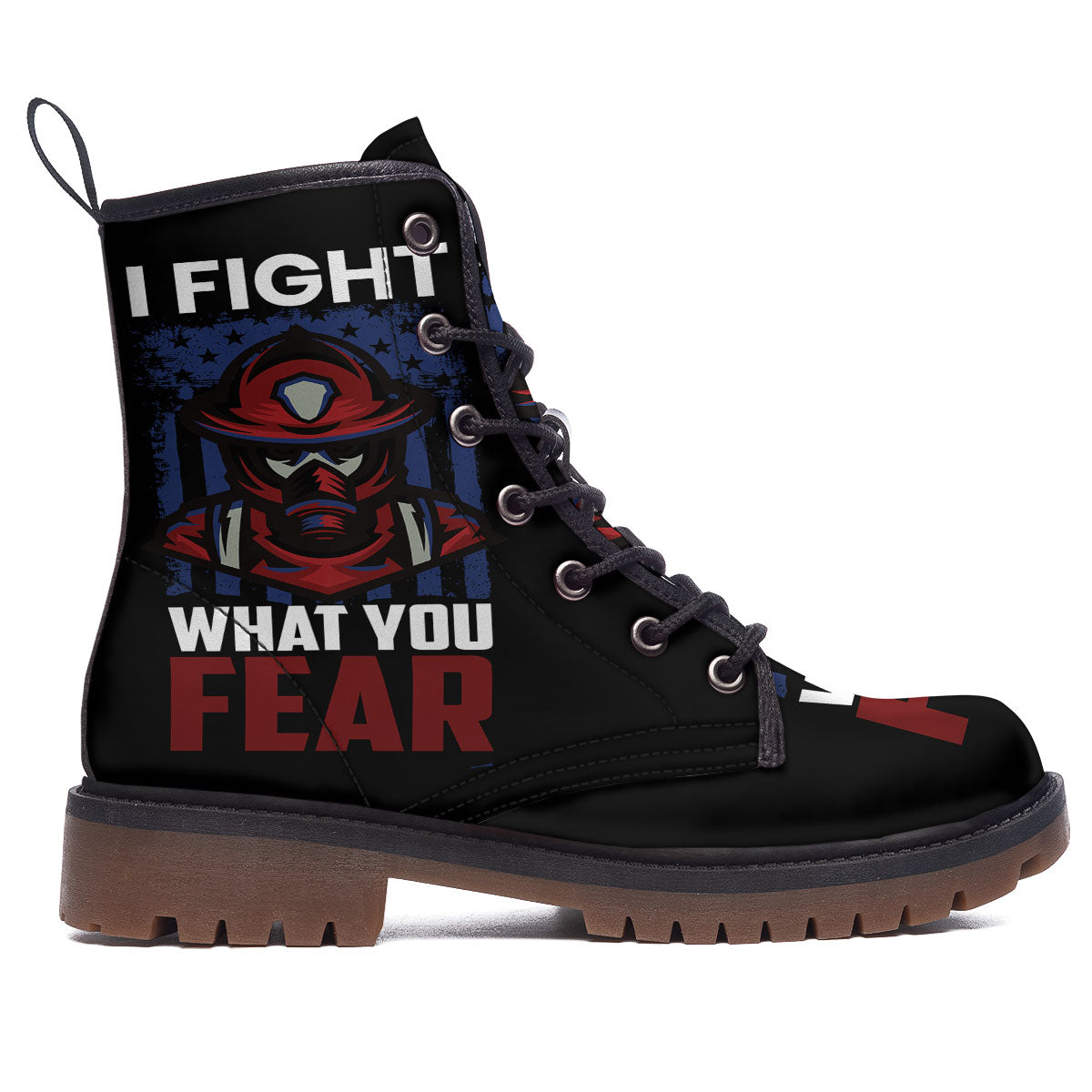 I Fight What You Fear Firefighter Print Work Boots-grizzshop