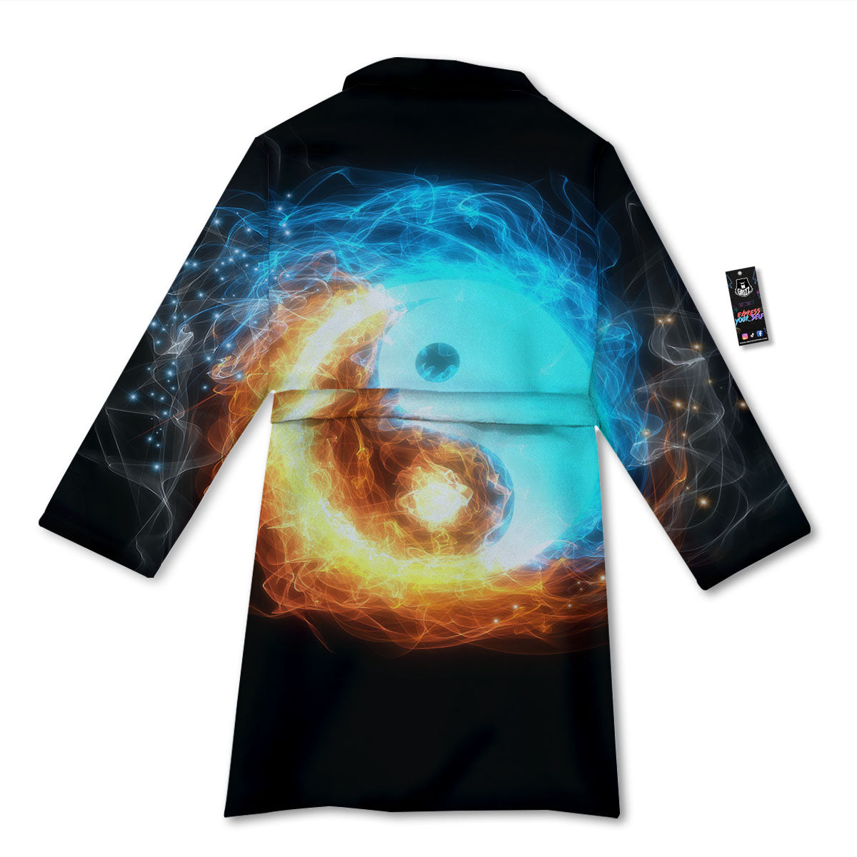 Ice And Fire Sparkle Yin Yang Print Bathrobe-grizzshop