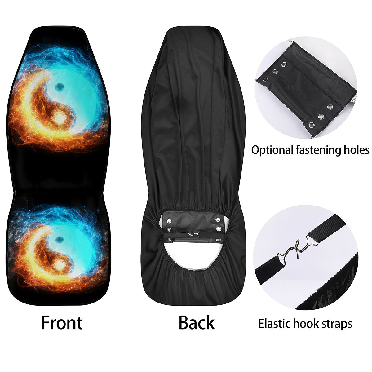 Ice And Fire Sparkle Yin Yang Print Car Seat Covers-grizzshop