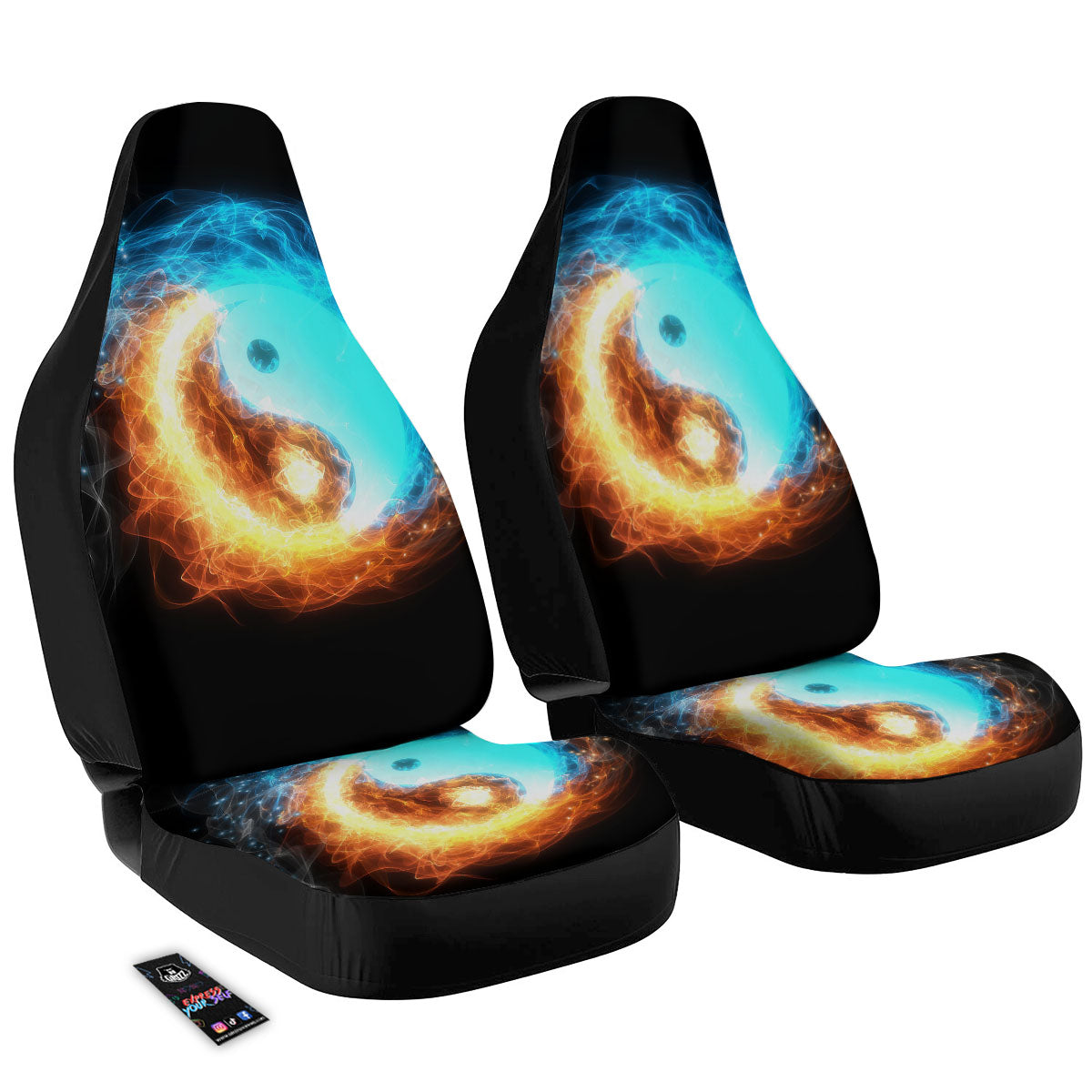 Ice And Fire Sparkle Yin Yang Print Car Seat Covers-grizzshop