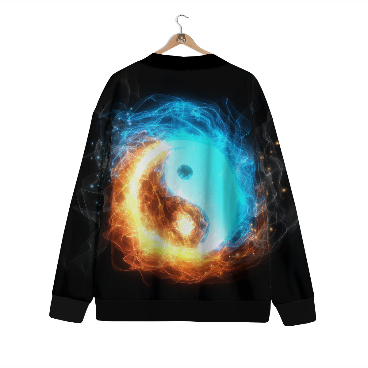 Ice And Fire Sparkle Yin Yang Print Cardigan-grizzshop