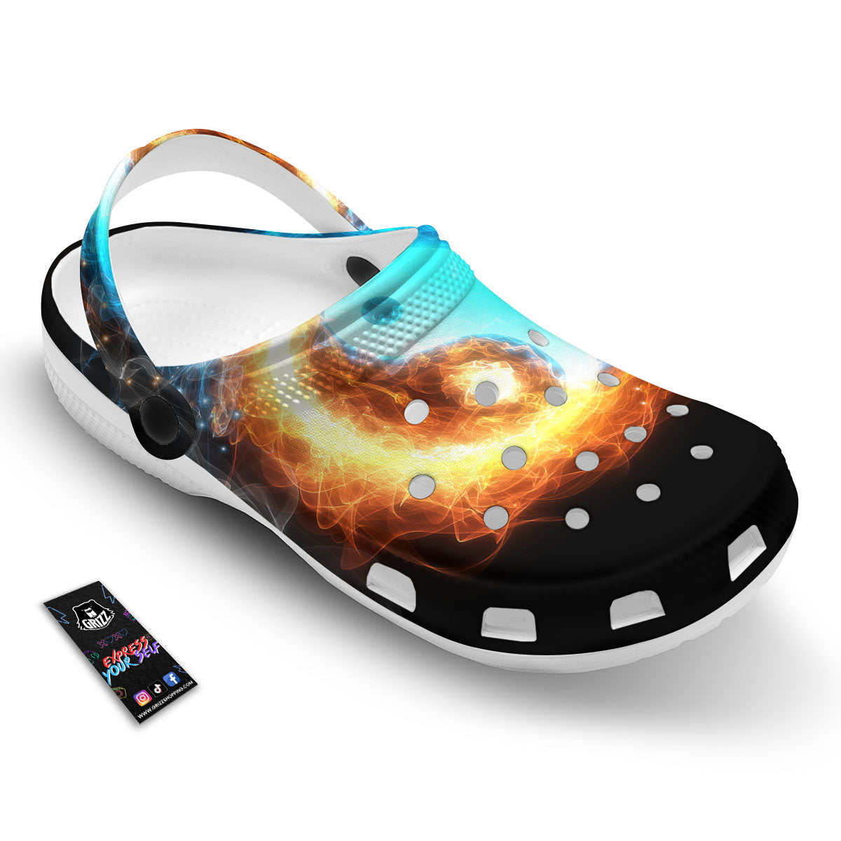 Ice And Fire Sparkle Yin Yang Print Clog-grizzshop
