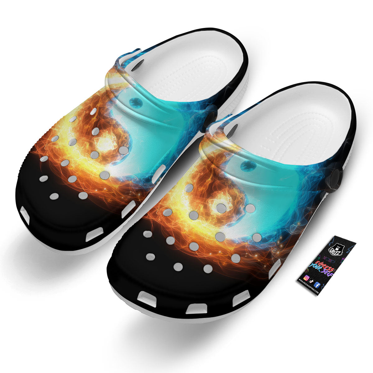 Ice And Fire Sparkle Yin Yang Print Clog-grizzshop