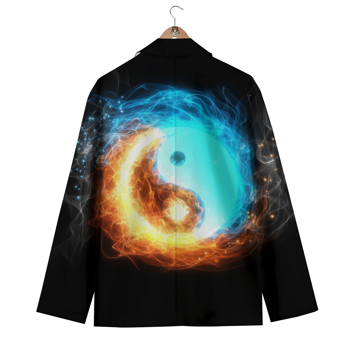 Ice And Fire Sparkle Yin Yang Print Men's Blazer-grizzshop