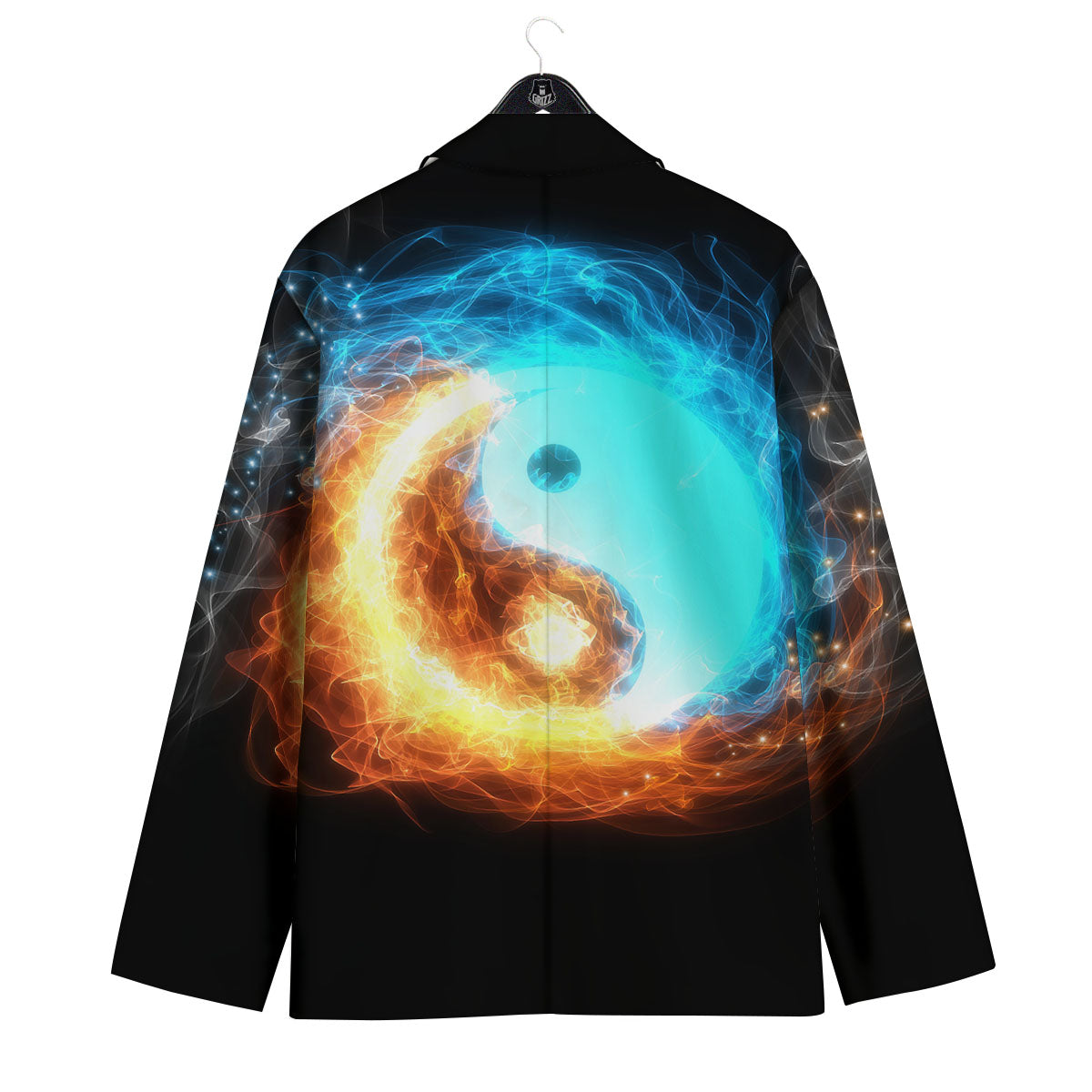 Ice And Fire Sparkle Yin Yang Print Men's Sport Coat-grizzshop