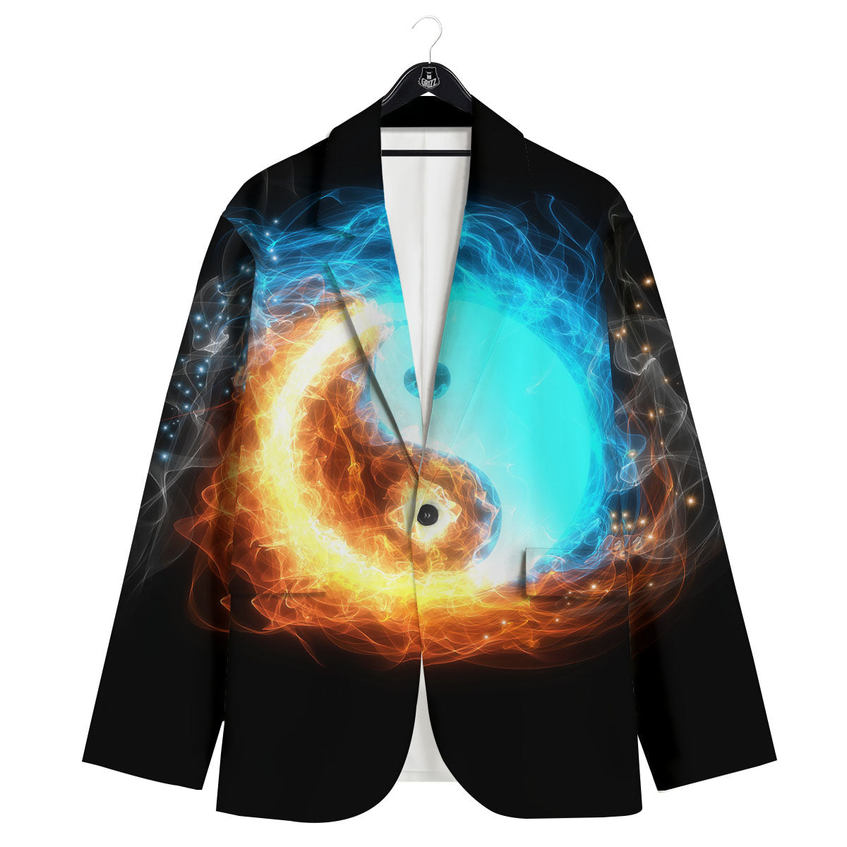 Ice And Fire Sparkle Yin Yang Print Men's Sport Coat-grizzshop