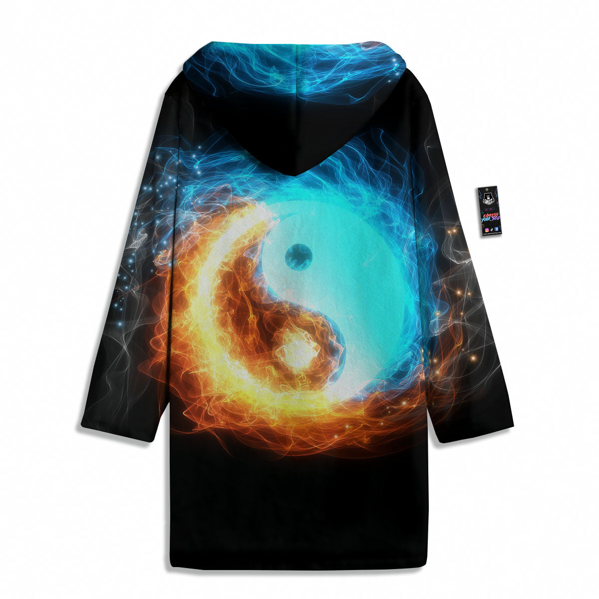 Ice And Fire Sparkle Yin Yang Print Men's Windbreaker Jacket-grizzshop