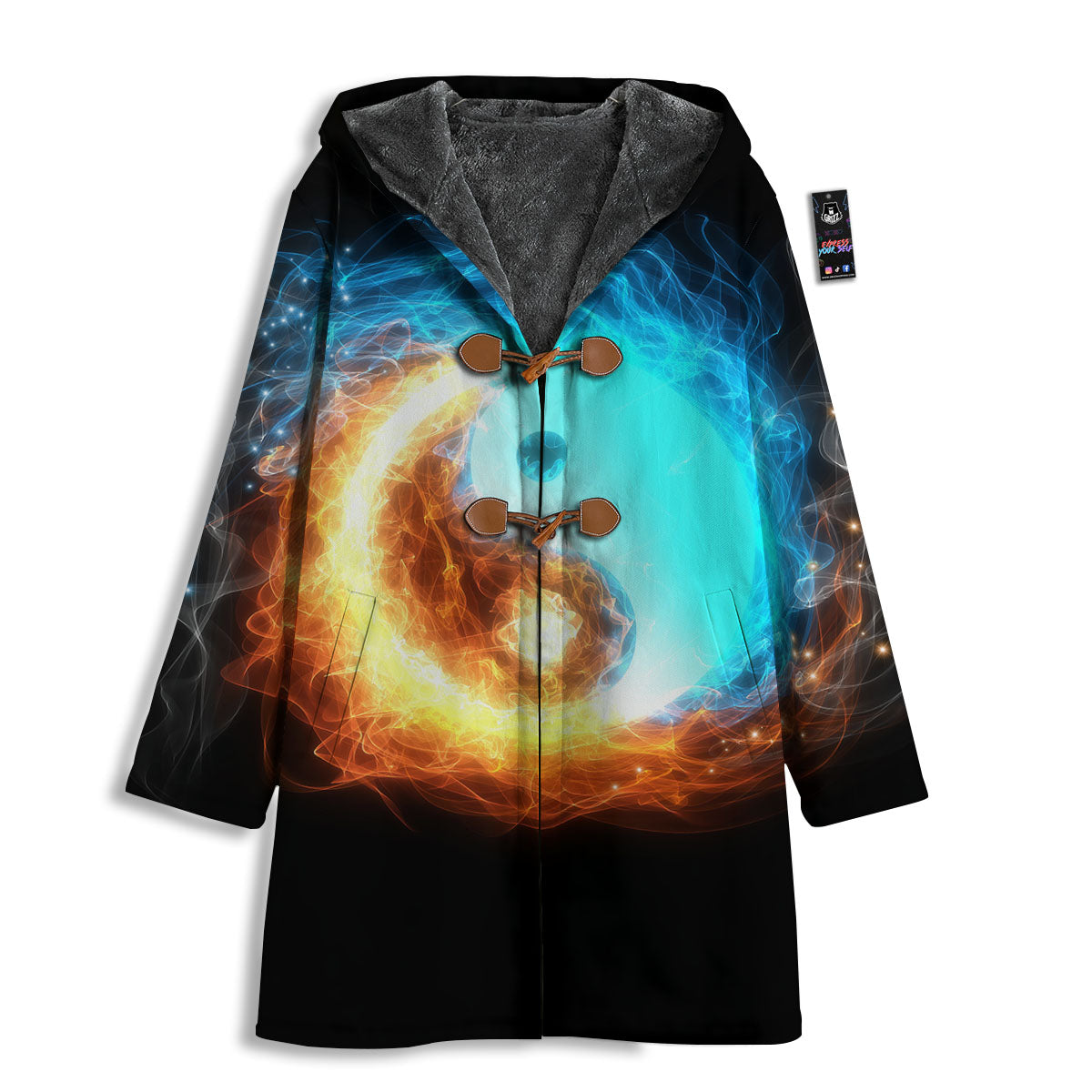 Ice And Fire Sparkle Yin Yang Print Men's Windbreaker Jacket-grizzshop