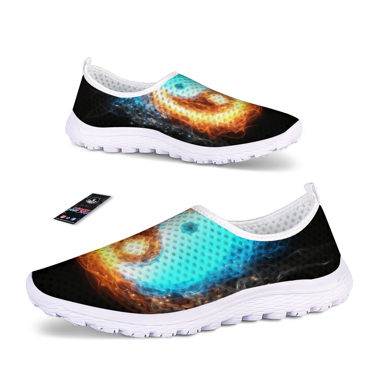 Ice And Fire Sparkle Yin Yang Print Nurse Shoes-grizzshop