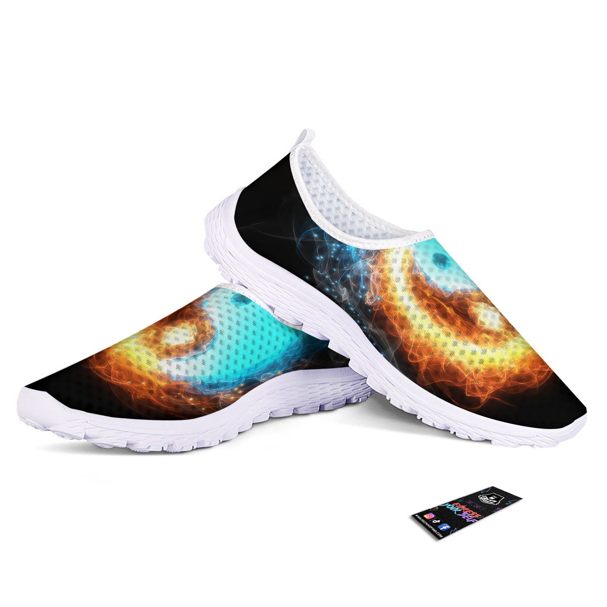 Ice And Fire Sparkle Yin Yang Print Nurse Shoes-grizzshop