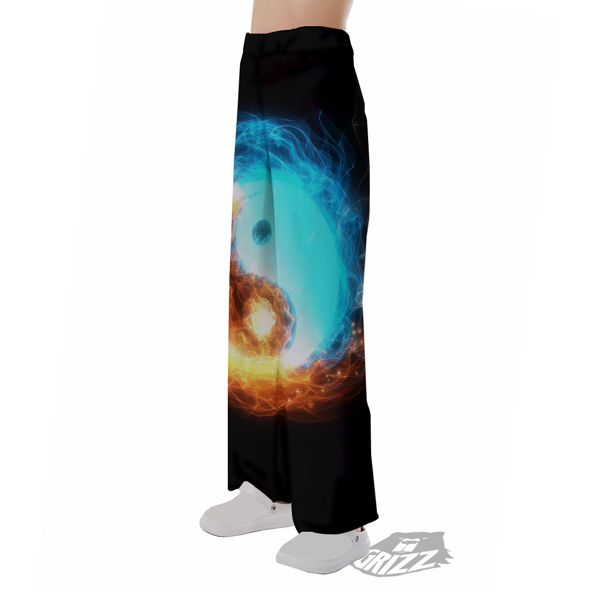 Ice And Fire Sparkle Yin Yang Print Pajama Pants-grizzshop