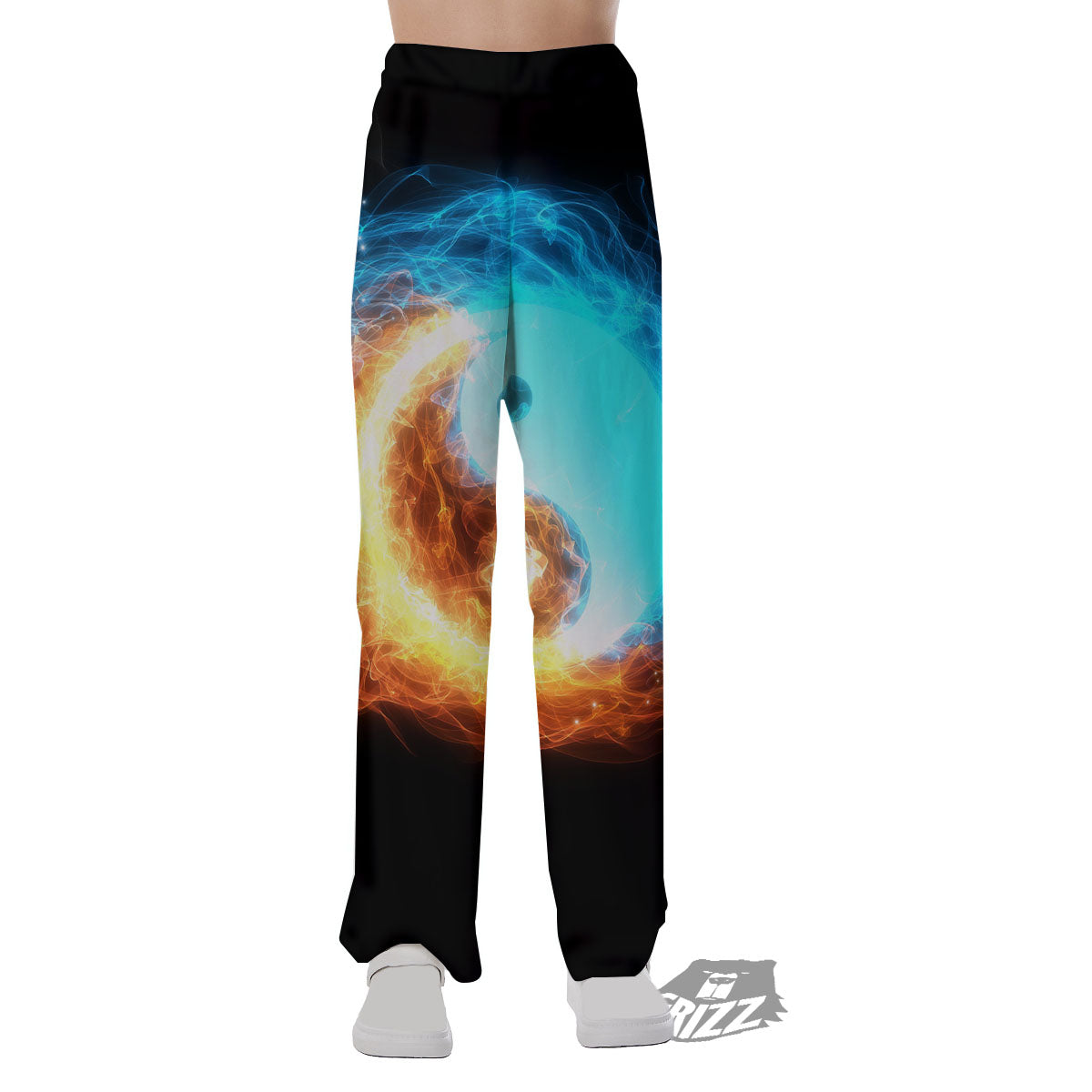 Ice And Fire Sparkle Yin Yang Print Pajama Pants-grizzshop
